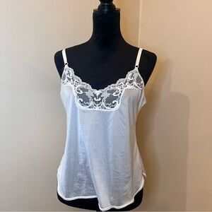 Vintage Maidenform Lace Silky White Adjustable Tank Top Undergarment